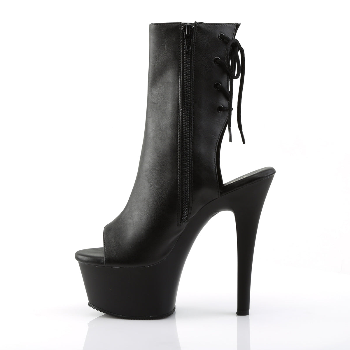 ASPIRE-1018 Pleasers 6 Inch Heel Black Fetish Ankle Boots-Pleaser- Sexy Shoes Pole Dance Heels
