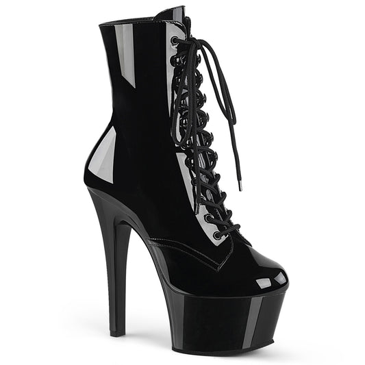 ASPIRE-1020 Pleasers 6" Heel Black Patent Fetish Ankle Boots-Pleaser- Sexy Shoes