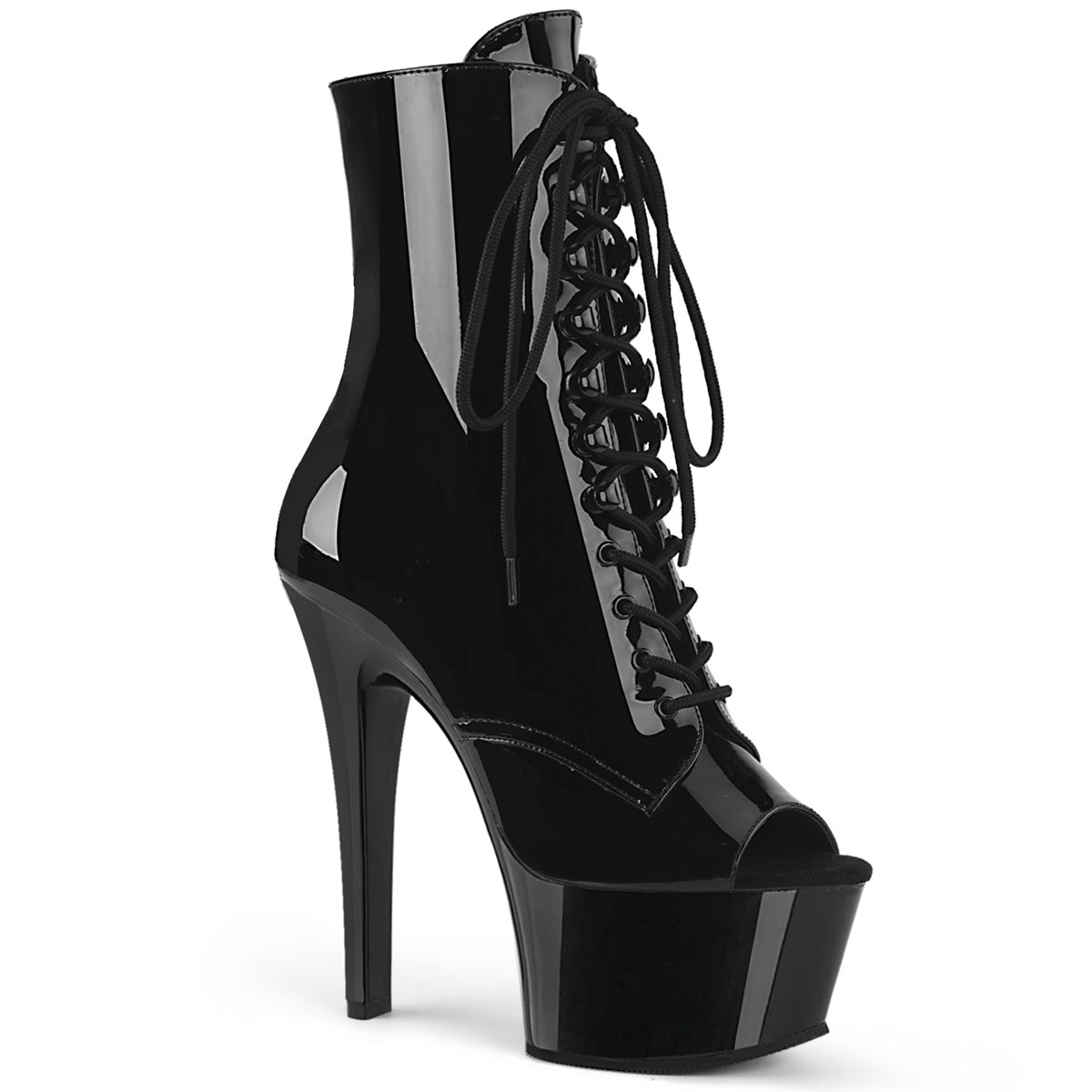 ASPIRE-1021 Pleasers 6" Heel Black Patent Sexy Ankle Boots