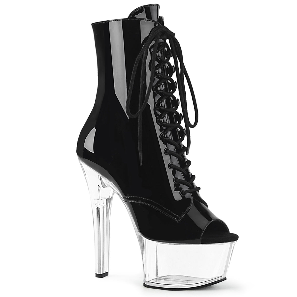 ASPIRE-1021 Pleaser 6" Heel Black and Clear Sexy Ankle Boots-Pleaser- Sexy Shoes