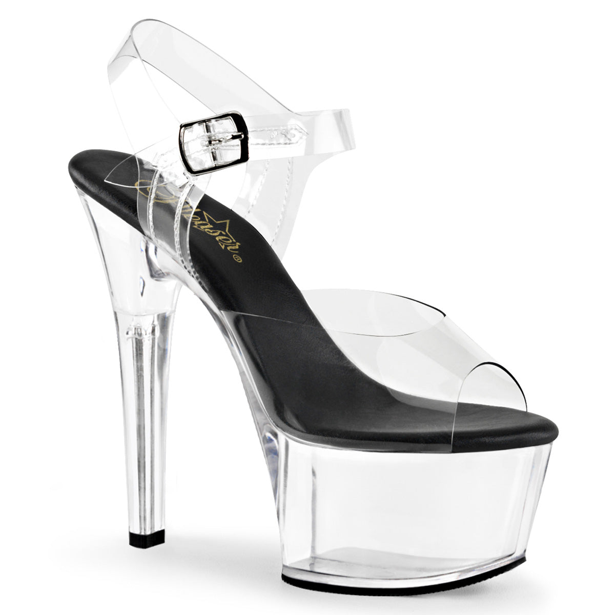 ASPIRE-608 Sexy 6" Heel Clear and Black Pole Dancing Shoes-Pleaser- Sexy Shoes