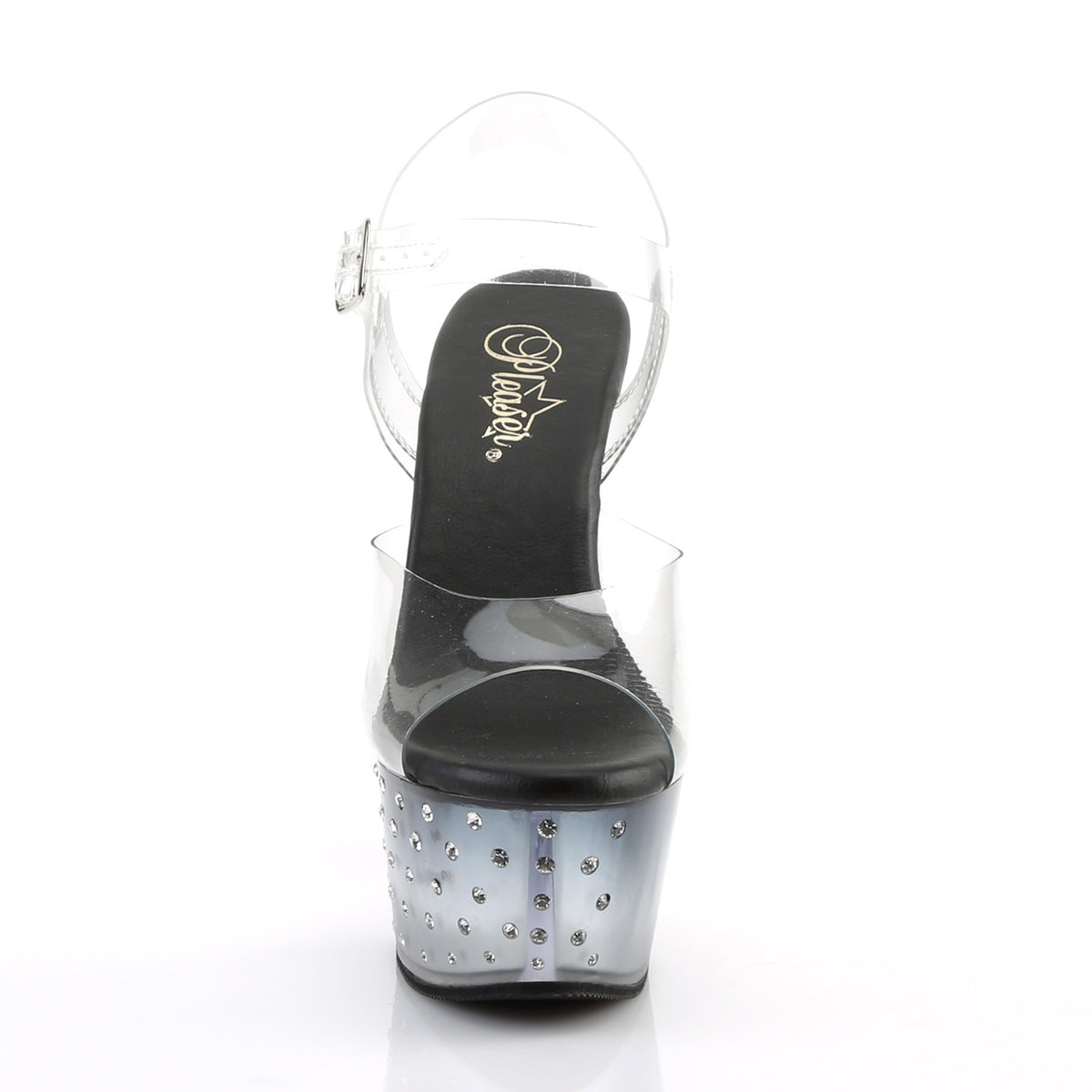 ASPIRE-608STD Sexy 6" Heel Clear & Black Pole Dancer Sandals-Pleaser- Sexy Shoes Alternative Footwear