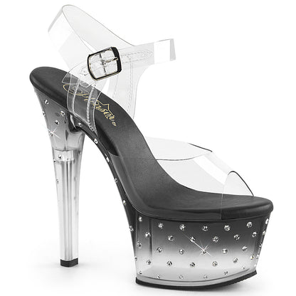 ASPIRE-608STD Sexy 6" Heel Clear & Black Pole Dancer Sandals-Pleaser- Sexy Shoes