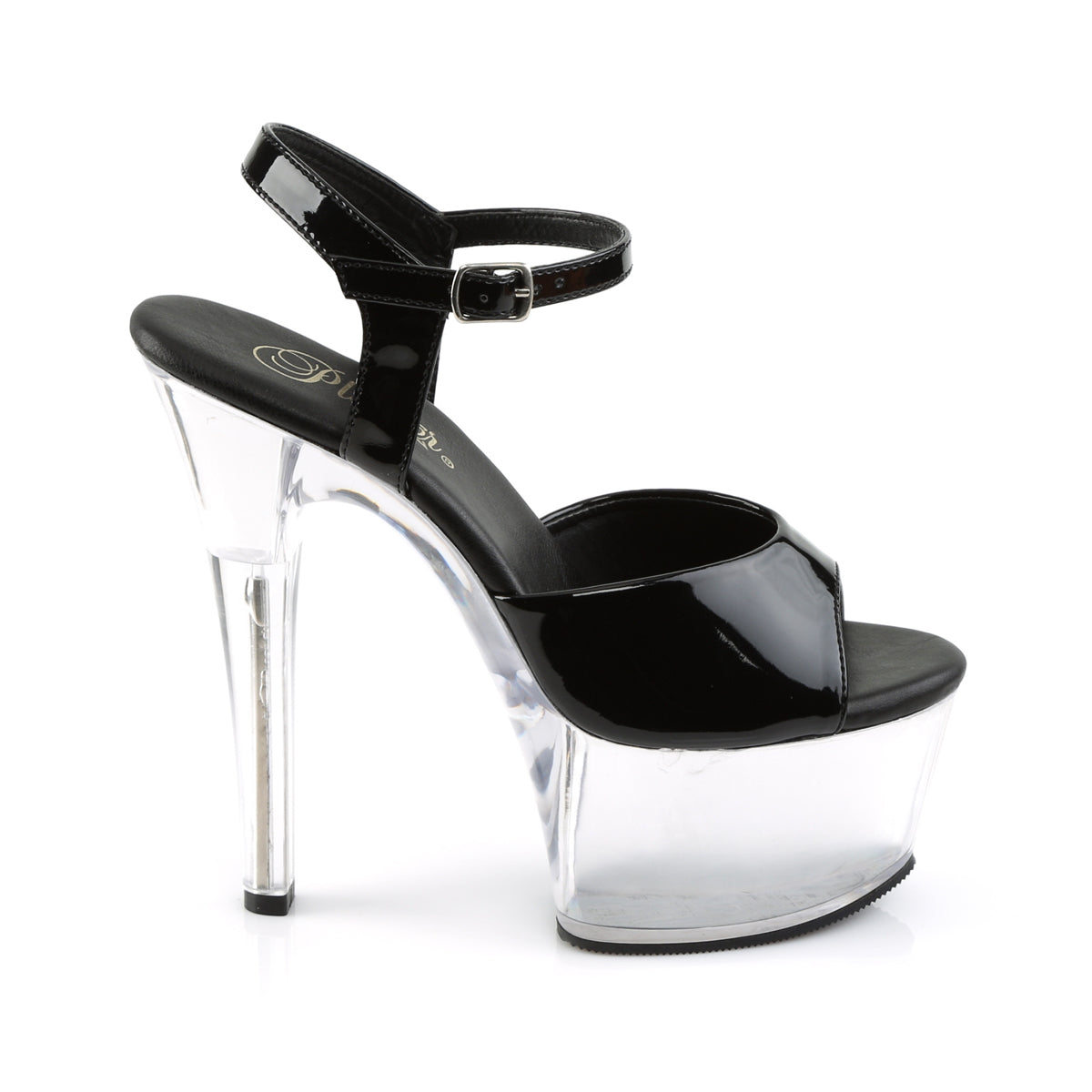 ASPIRE-609 Pleaser 6" Heel Black and Clear Pole Dancing Shoe-Pleaser- Sexy Shoes Fetish Heels
