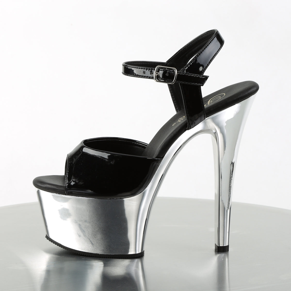 ASPIRE-609 6 Inch Heel Black Silver Chrome Pole Dancing Shoe-Pleaser- Sexy Shoes Pole Dance Heels