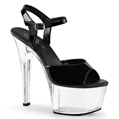ASPIRE-609 Pleaser 6" Heel Black and Clear Stripper Shoe