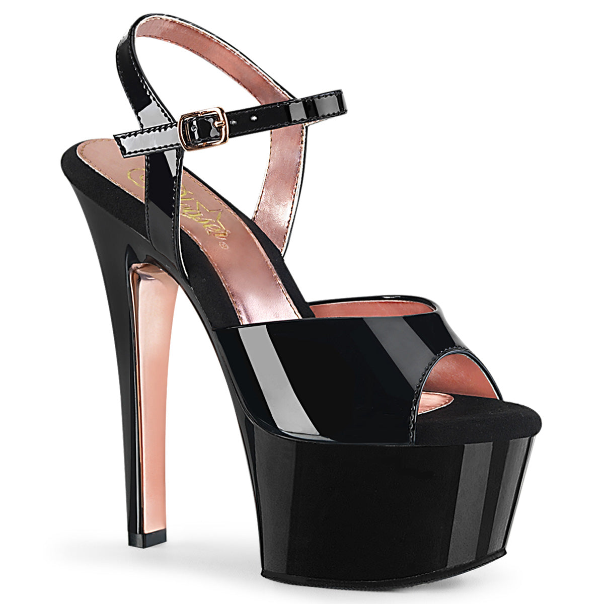 ASPIRE-609TT Pleaser 6 Inch Heel Black Sexy Sandals-Pleaser- Sexy Shoes