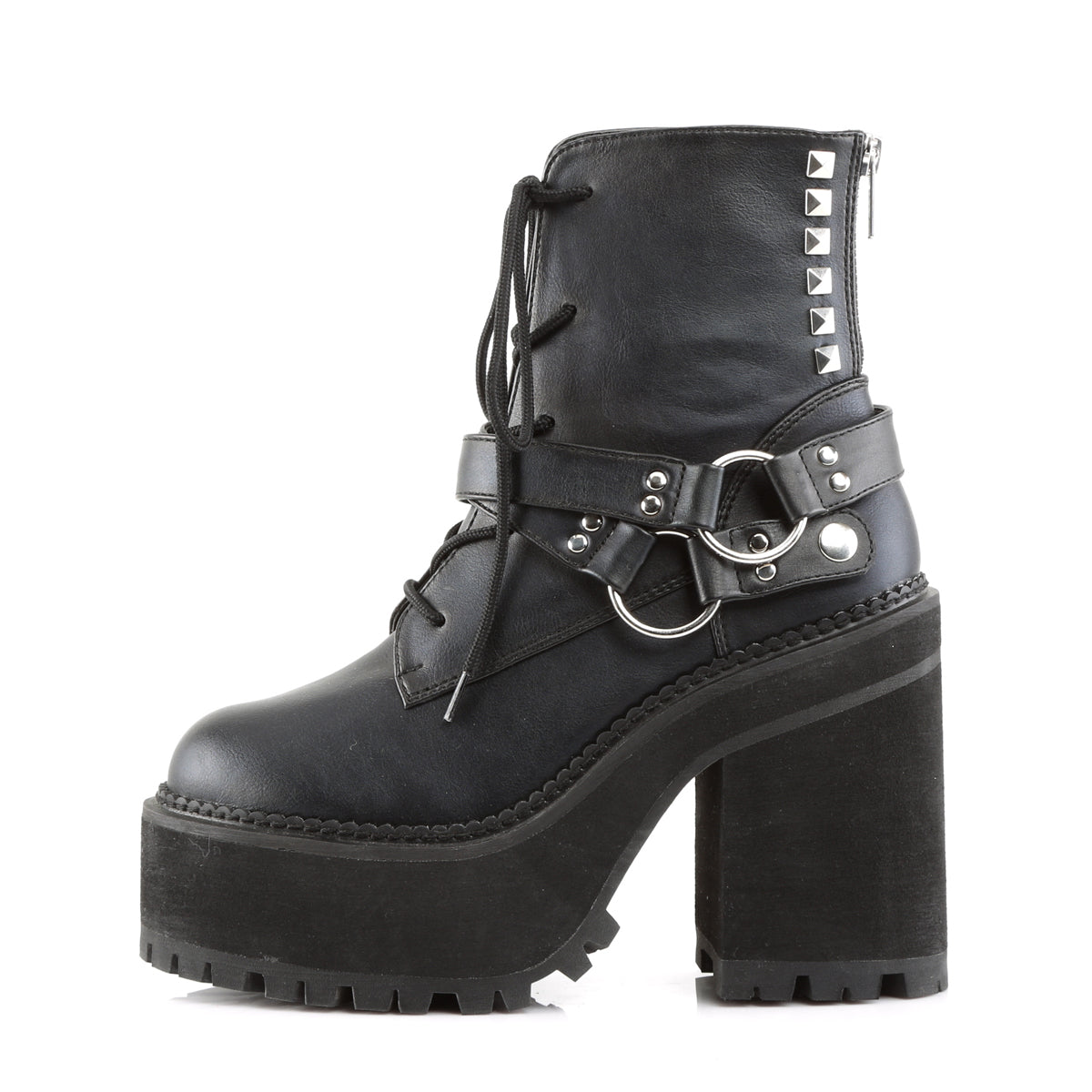 ASSAULT-101 Demoniacult Alternative Footwear Women's Lace Up Black Chunky Ankle Boots