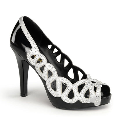 Ava-12 pin up glamour 4.5 "zapatos de plataformas de plata negra de talón