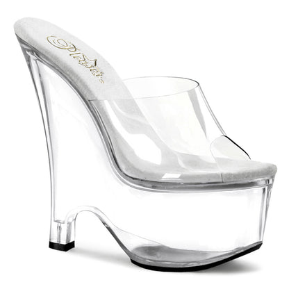 BEAU-601 Pleasers 6.5 Inch Heel Clear Transparent Stripper Wedges