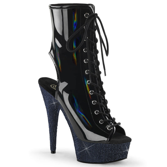BEJEWELED-1016-6 Pleaser Blk Holo Pat/Midnight Fetish Boots (Exotic Dancing)
