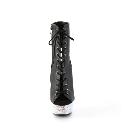 BEJEWELED-1016-6 Pleaser Blk Faux Leather Bling Fetish Boots (Exotic Dancing)