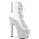 BEJEWELED-1016C-2-7 Pleaser Clr-RS/Slv RS Platforms Ankle Boots (Exotic Dancing)