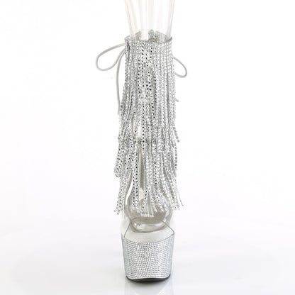 BEJEWELED-1017RSF-7 Pleaser Clr-Slv/Slv RS Platforms Clear Silver Ankle Boots (Exotic Dancing)
