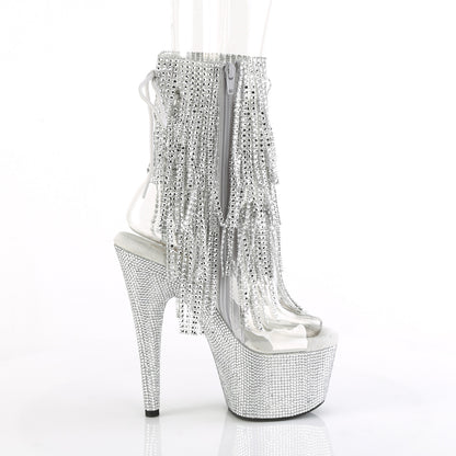 BEJEWELED-1017RSF-7 Pleaser Clr-Slv/Slv RS Platforms Clear Silver Ankle Boots (Exotic Dancing)