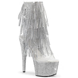 BEJEWELED-1017RSF-7 Pleaser Clr-Slv/Slv RS Platforms Clear Silver Ankle Boots (Exotic Dancing)