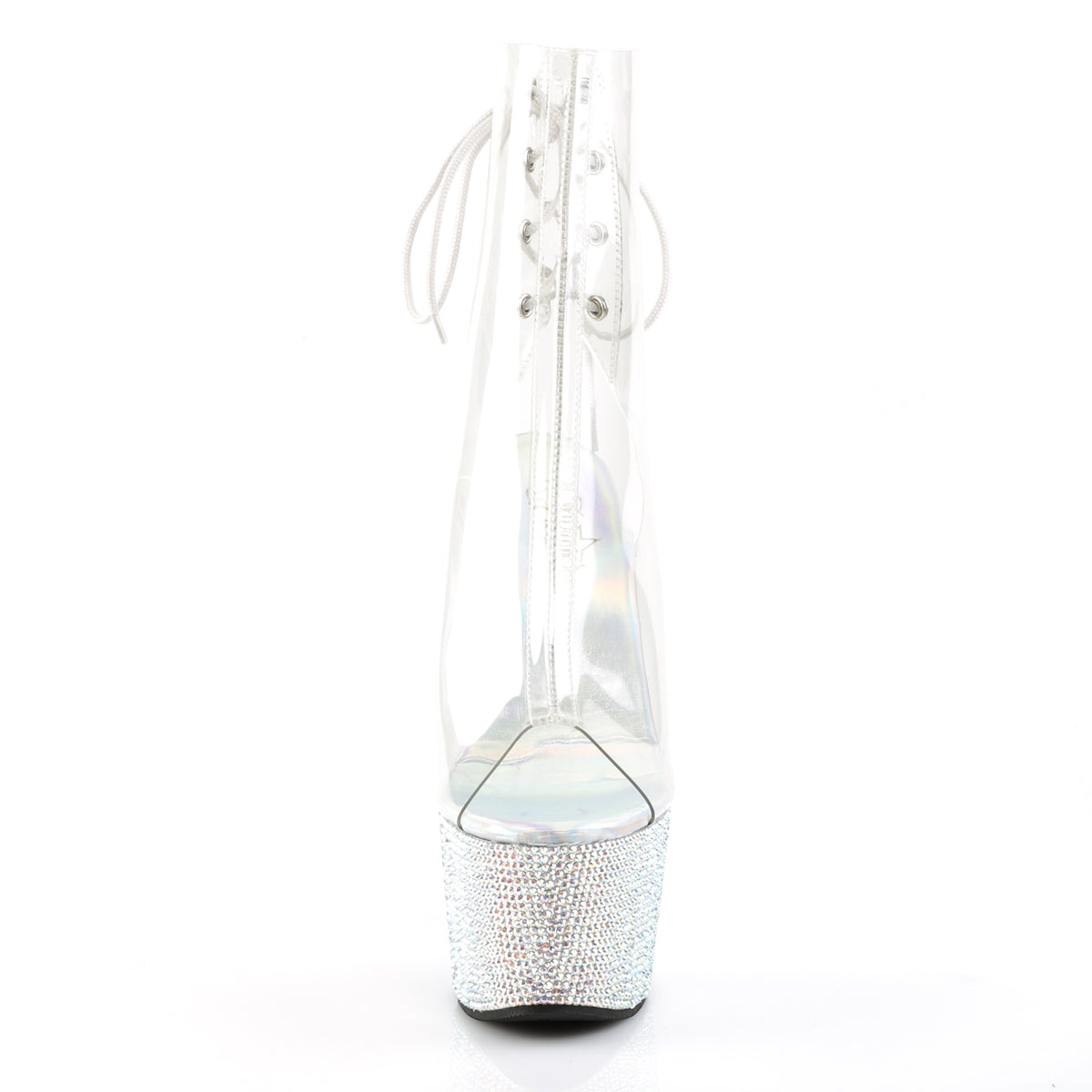 BEJEWELED-1018DM-7 7 Inch Clear Silver Bling Strippers Boots-Pleaser- Sexy Shoes Alternative Footwear