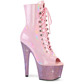 BEJEWELED-1021-7 Pleaser B. Pink Holo Ankle Boots Platforms (Exotic Dancing)