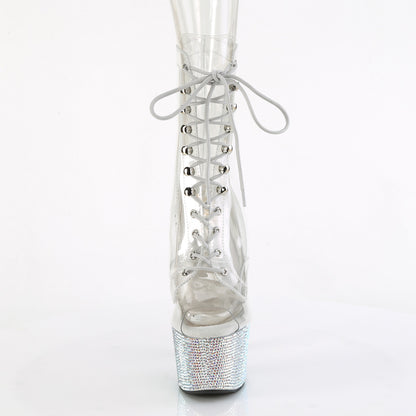BEJEWELED-1021C-7 Pleaser Clear Rhinestones Platforms Ankle Boots (Exotic Dancing)
