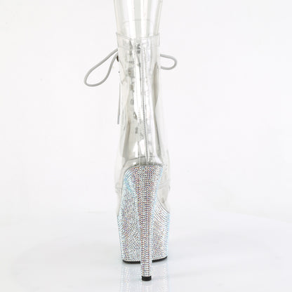 BEJEWELED-1021C-7 Pleaser Clear Rhinestones Platforms Ankle Boots (Exotic Dancing)