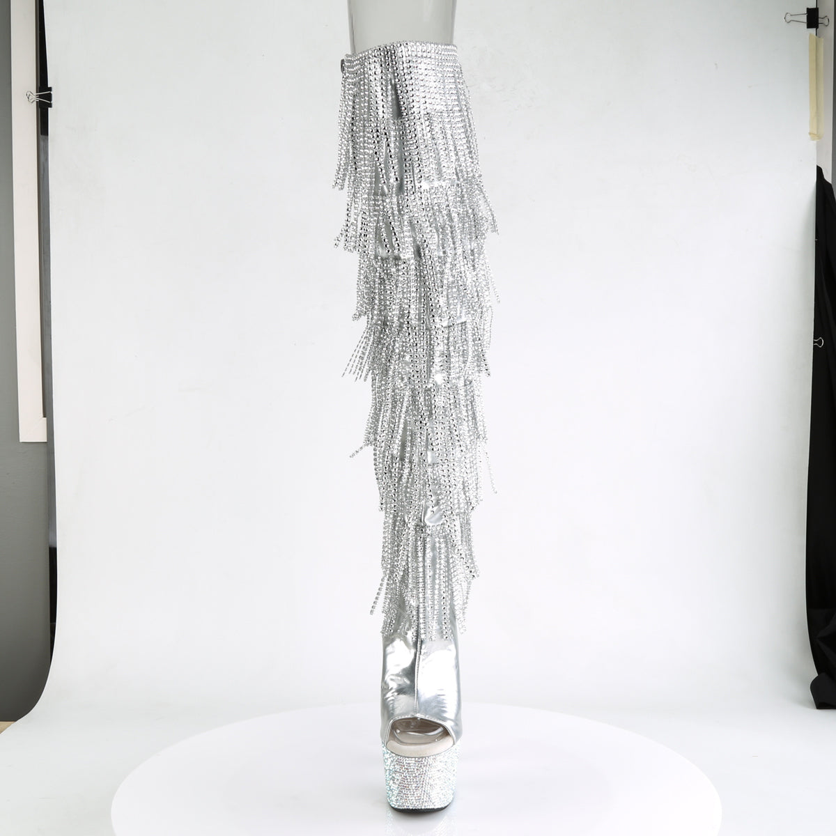 bejeweled 3019rsf 7 pleaser sexy knee high boots 7 inch heel 2 3 4 inch platforms sandals silver knee highs