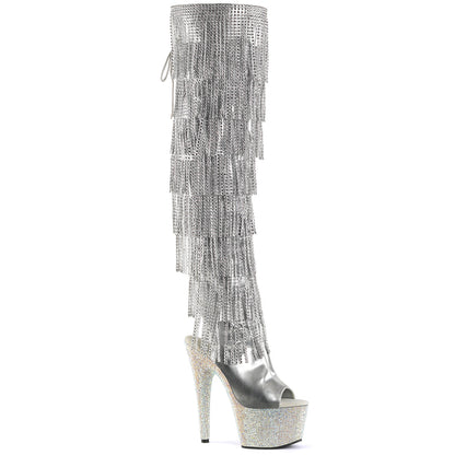 BEJEWELED-3019RSF-7 Sexy 7 Inch Heel Silver Rhinestones Boot-Pleaser- Sexy Shoes