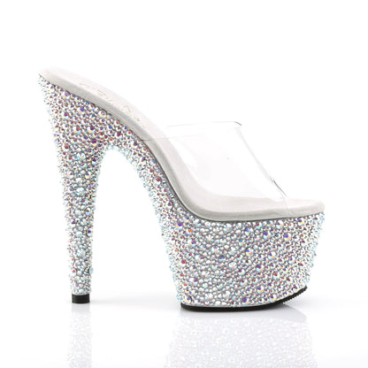 BEJEWELED-701MS Sexy 7" Heel Clear Silver Bling Sexy Shoes-Pleaser- Sexy Shoes Fetish Heels