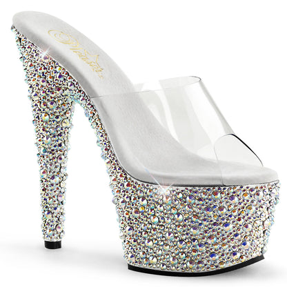BEJEWELED-701MS Sexy 7" Heel Clear Silver Bling Sexy Shoes-Pleaser- Sexy Shoes