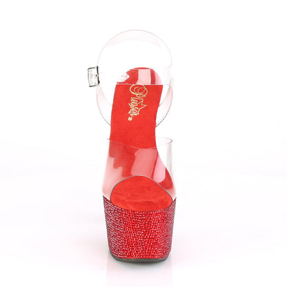 BEJEWELED-708DM Pleaser Sexy 7" Clear Red Bling Sexy Shoes-Pleaser- Sexy Shoes Alternative Footwear