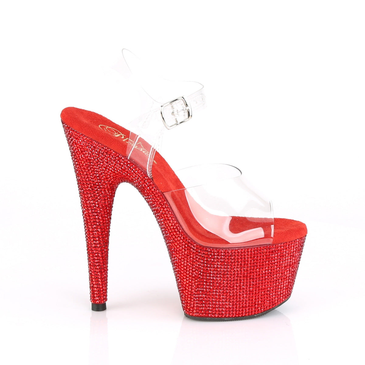 BEJEWELED-708DM Pleaser Sexy 7" Clear Red Bling Sexy Shoes-Pleaser- Sexy Shoes Fetish Heels