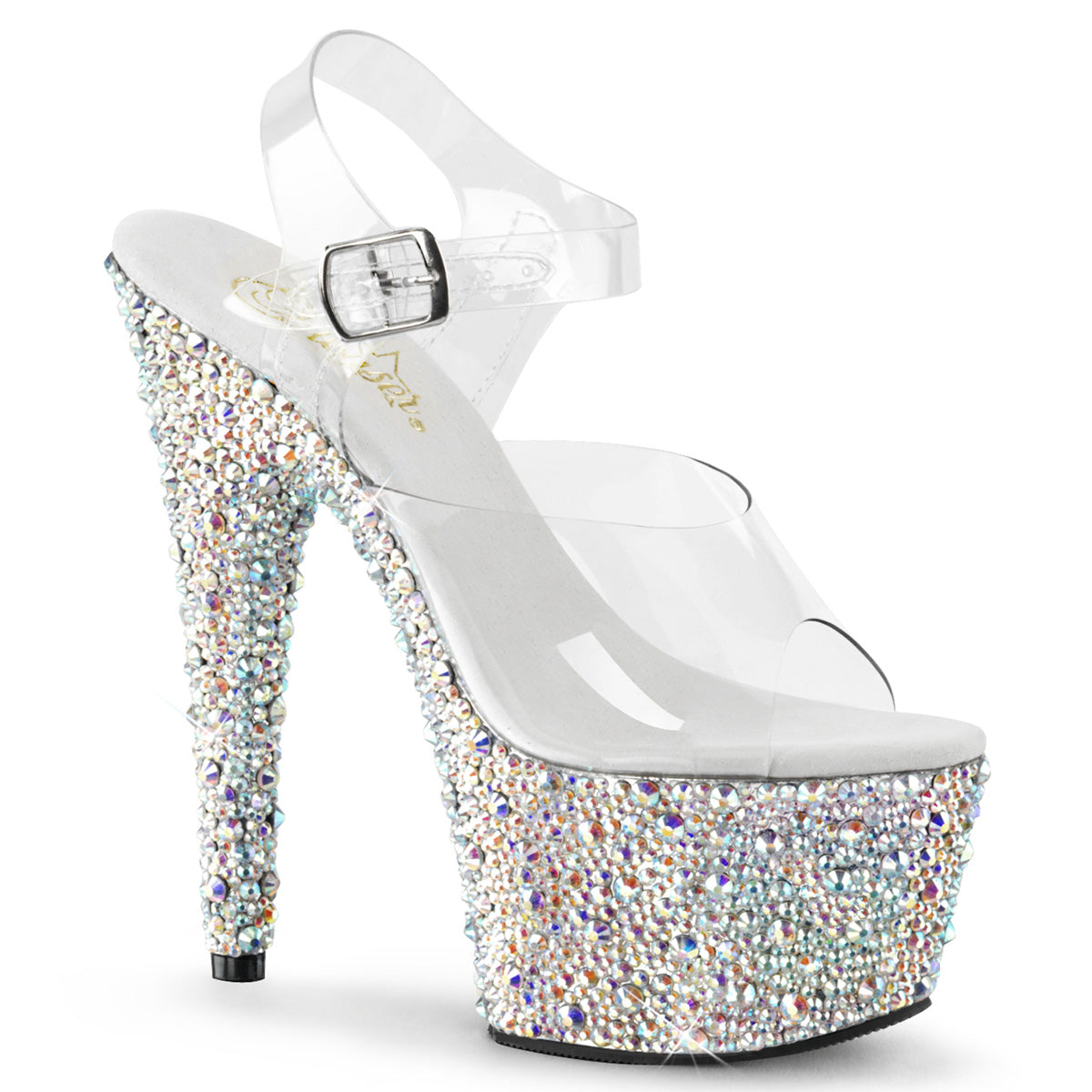 BEJEWELED-708MS Sexy Silver Multi Rhinestones Sexy Shoes-Pleaser- Sexy Shoes