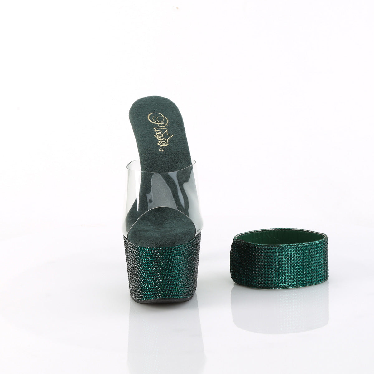 BEJEWELED-712RS Pleaser Emerald Bling Pole Dancing Shoes