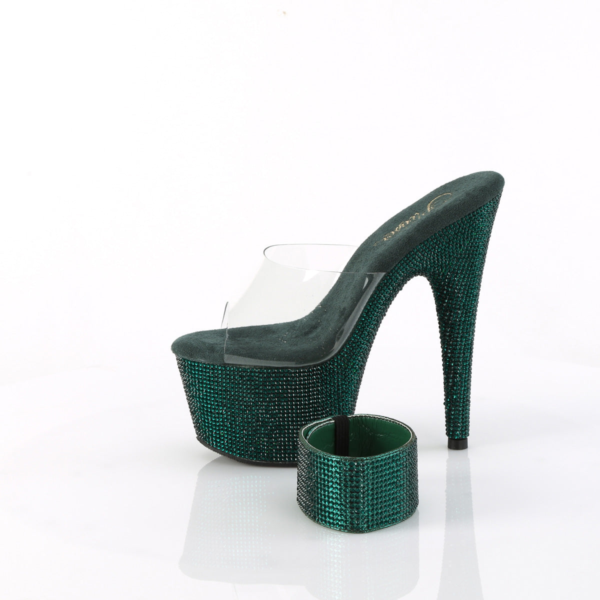 BEJEWELED-712RS Pleaser Emerald Bling Pole Dancing Shoes