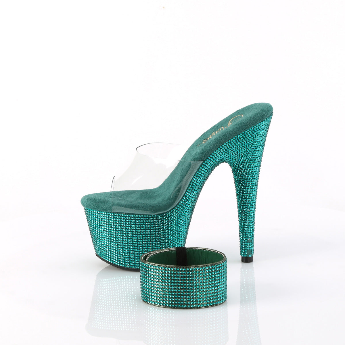 BEJEWELED-712RS Pleaser Emerald Bling Pole Dancing Shoes.