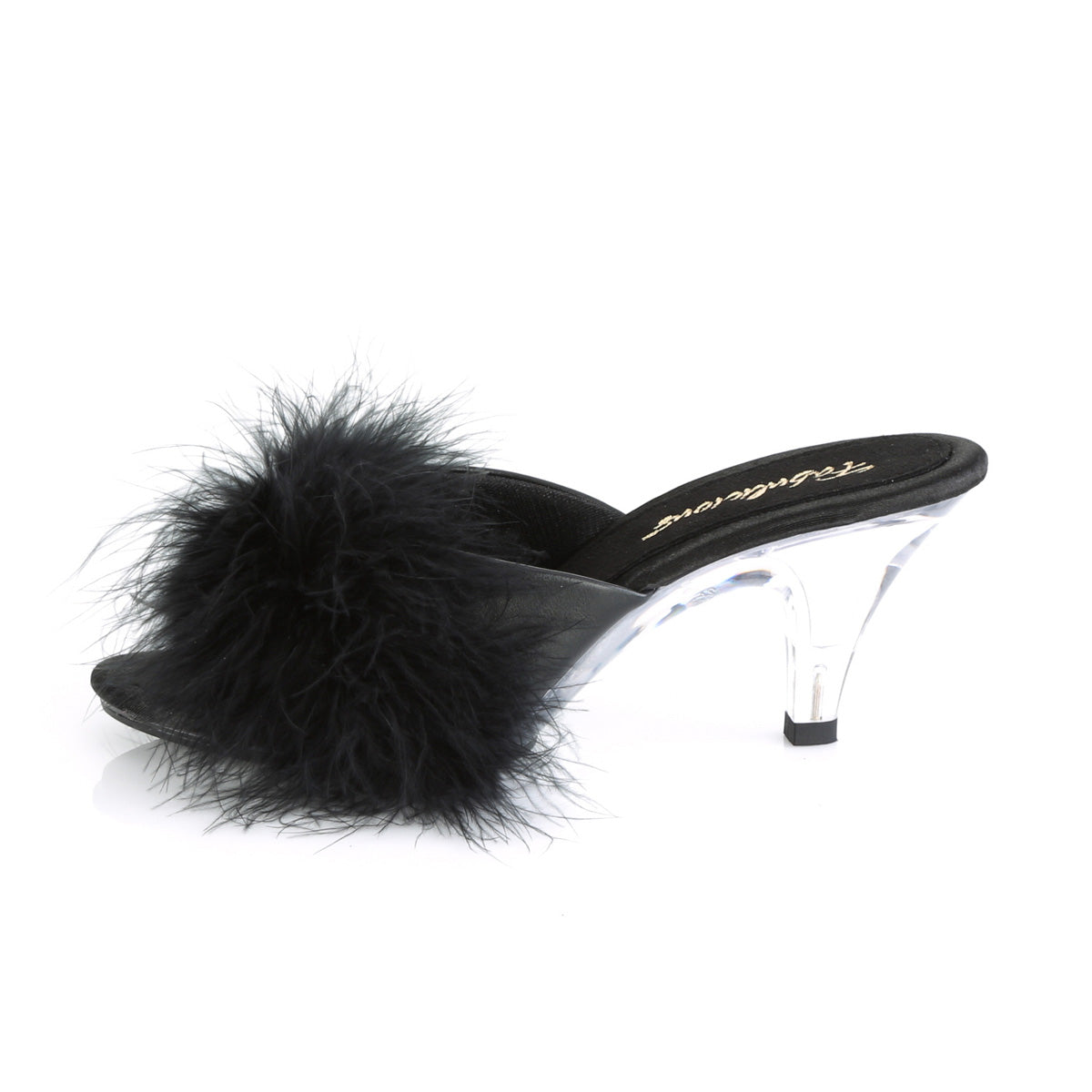 BELLE-301F Fabulicious 3 Inch Heel Black Marabou Sexy Shoes-Fabulicious- Sexy Shoes Pole Dance Heels