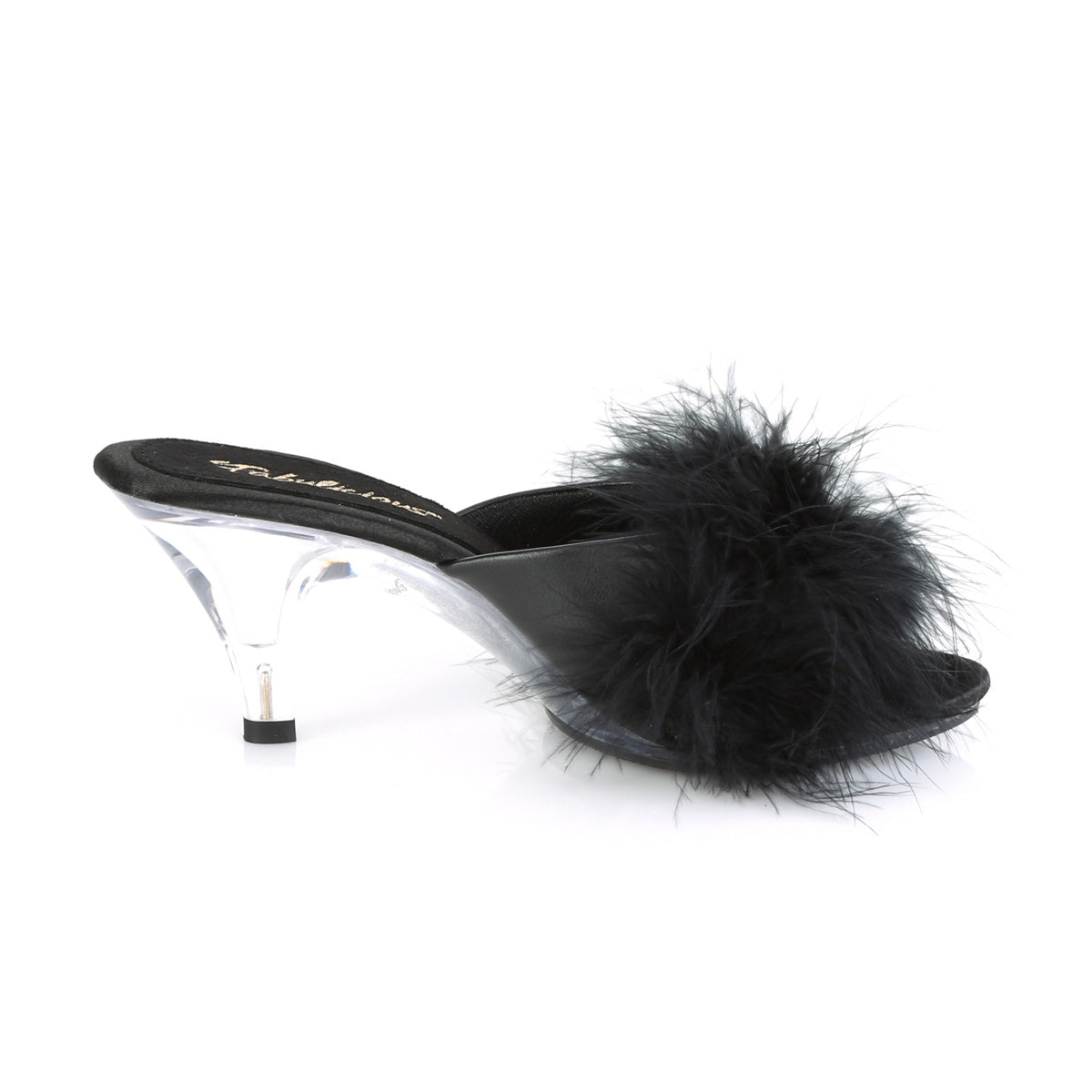 BELLE-301F Fabulicious 3 Inch Heel Black Marabou Sexy Shoes-Fabulicious- Sexy Shoes Fetish Heels