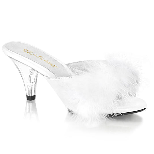 BELLE-301F Fabulicious 3 Inch Heel White Faux Fur Sexy Shoes-Fabulicious- Sexy Shoes