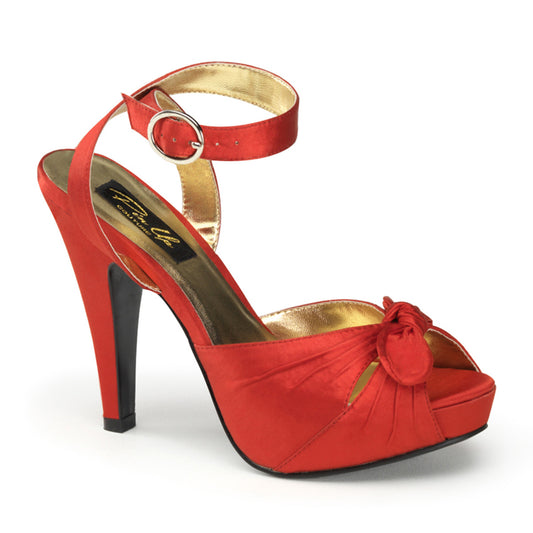 BETTIE-04 Pin Up Couture Bettie Red Satin Platforms