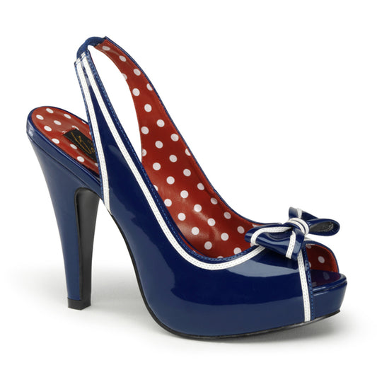 BETTIE-05 Pin Up 4.5" Heel Navy Blue Retro Glamour Platforms-Pin Up Couture- Sexy Shoes