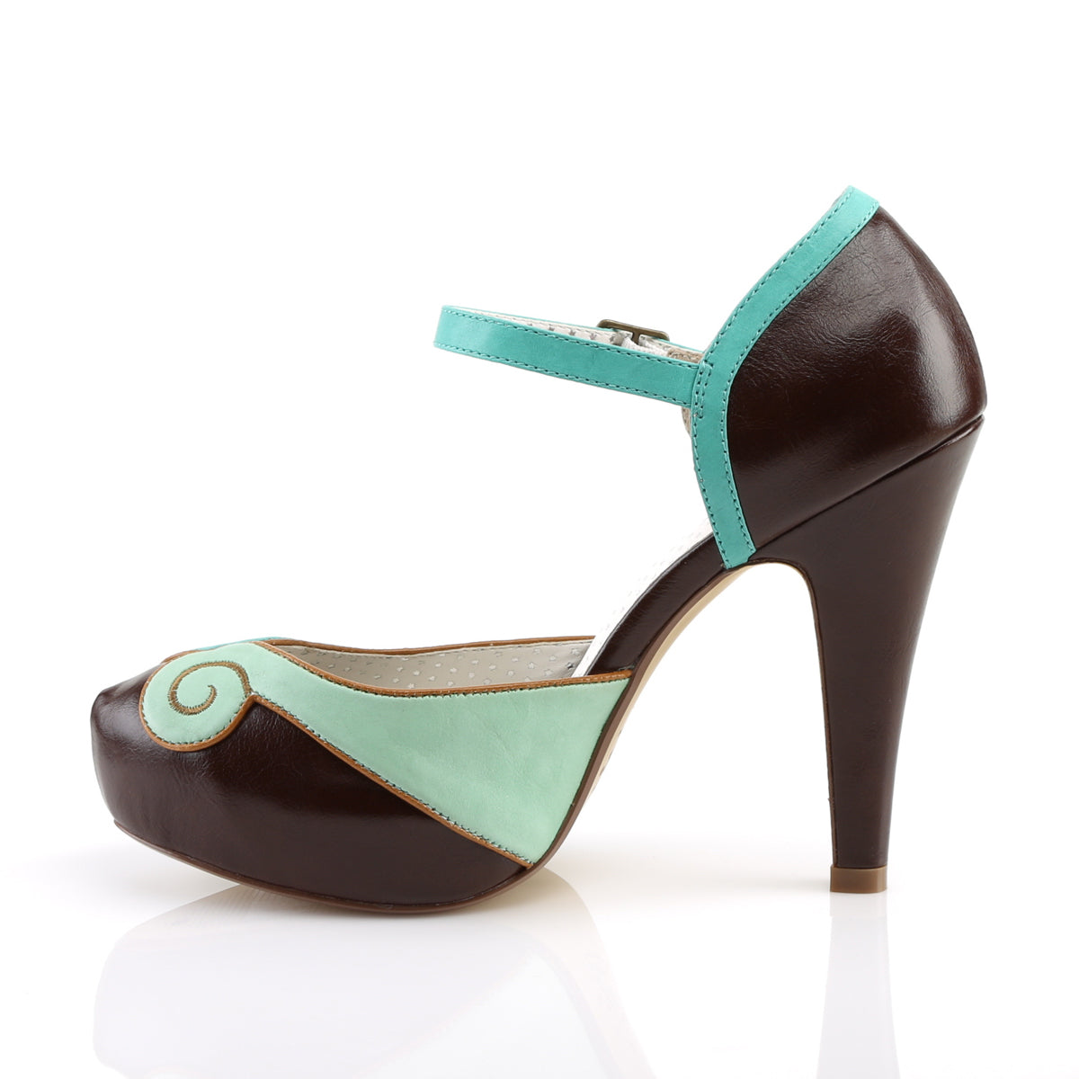 BETTIE-17 Sexy 4.5" Heel Teal-Brown Retro Glamour Platforms-Pin Up Couture- Sexy Shoes Pole Dance Heels