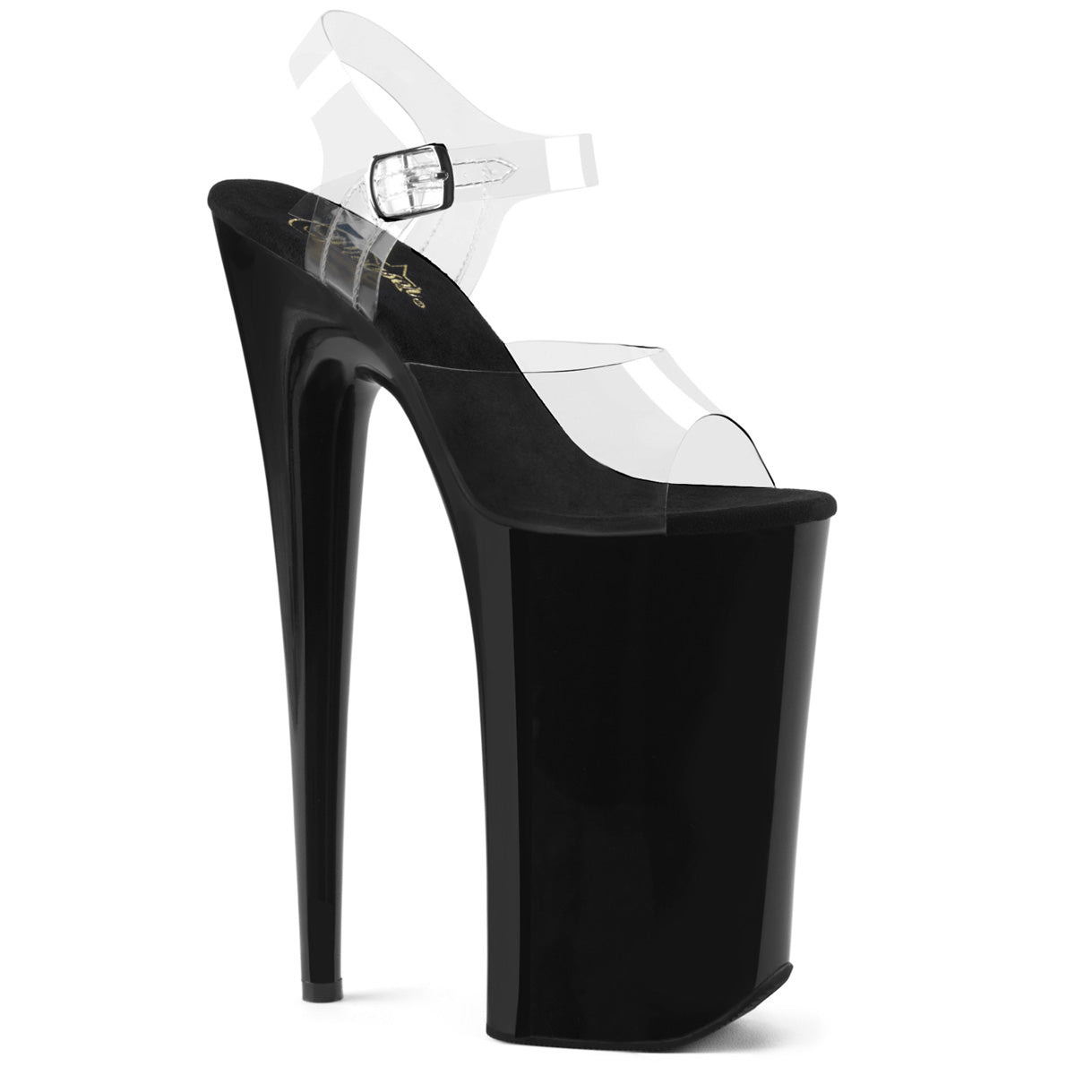 BEYOND-008 Sexy 10" Heel Clear & Black Pole Dancer Platforms-Pleaser- Sexy Shoes
