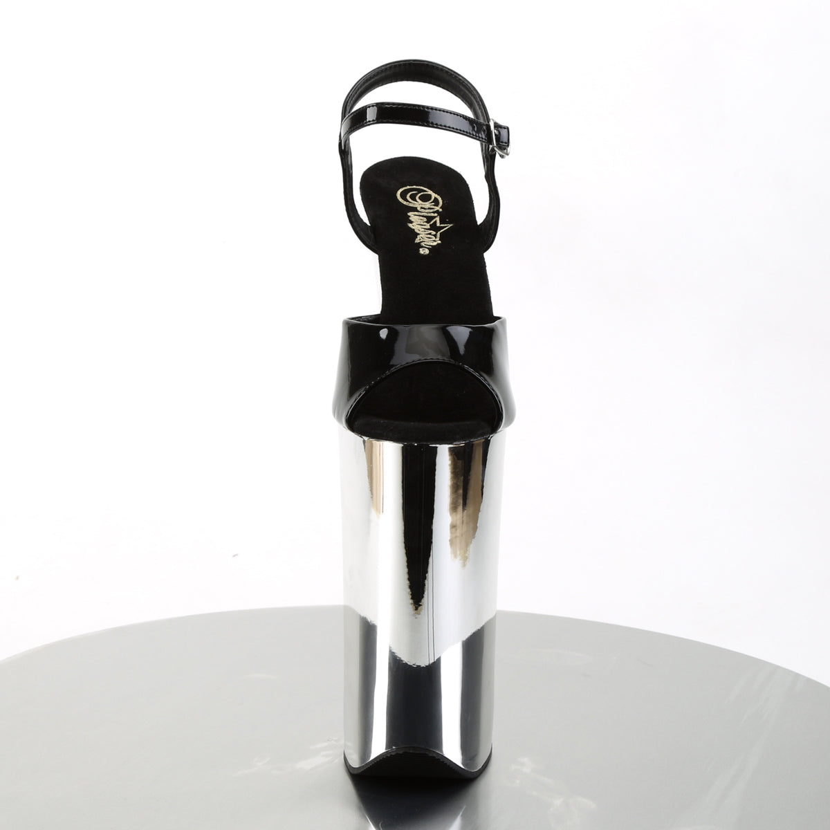 beyond 009 pleaser sexy shoes 10 inch heel 6 1 4 inch silver chrome platforms ankle strap sandals