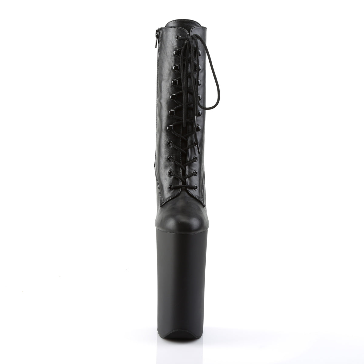 beyond 1020 pleaser sexy shoes 10 inch heel black faux leather front lace up ankle boots side zip