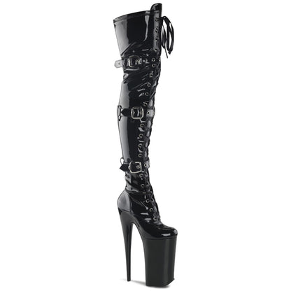 BEYOND-3028 Sexy 10" Heel Black Patent Strippers Boots-Pleaser- Sexy Shoes