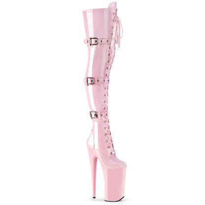 BEYOND-3028 Sexy 10" Heel Baby Pink Stripper Platforms High Heels Thigh High Boots