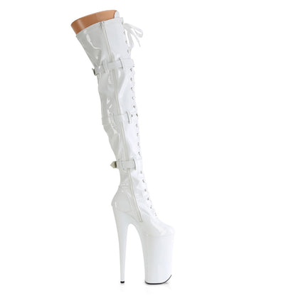 BEYOND-3028 Pleaser Sexy Footwear White Thigh High Boots