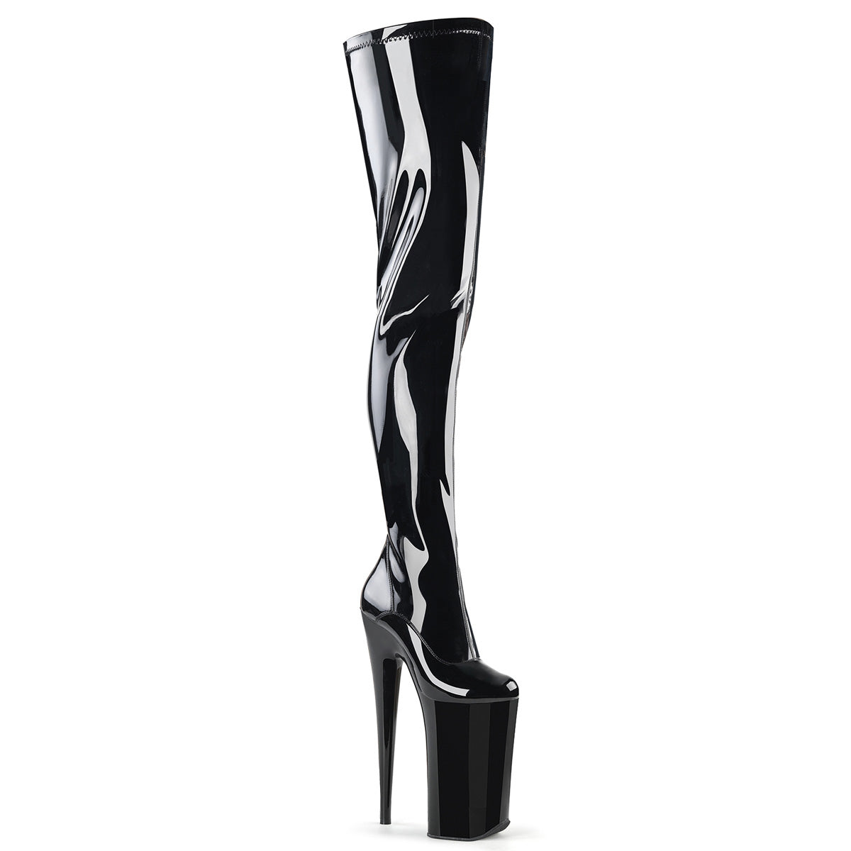 BEYOND-4000 Sexy 10" Heel Black Patent Strippers Boots-Pleaser- Sexy Shoes
