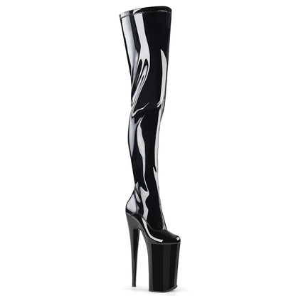 BEYOND-4000 Sexy 10" Heel Black Patent Strippers Thigh High Boots