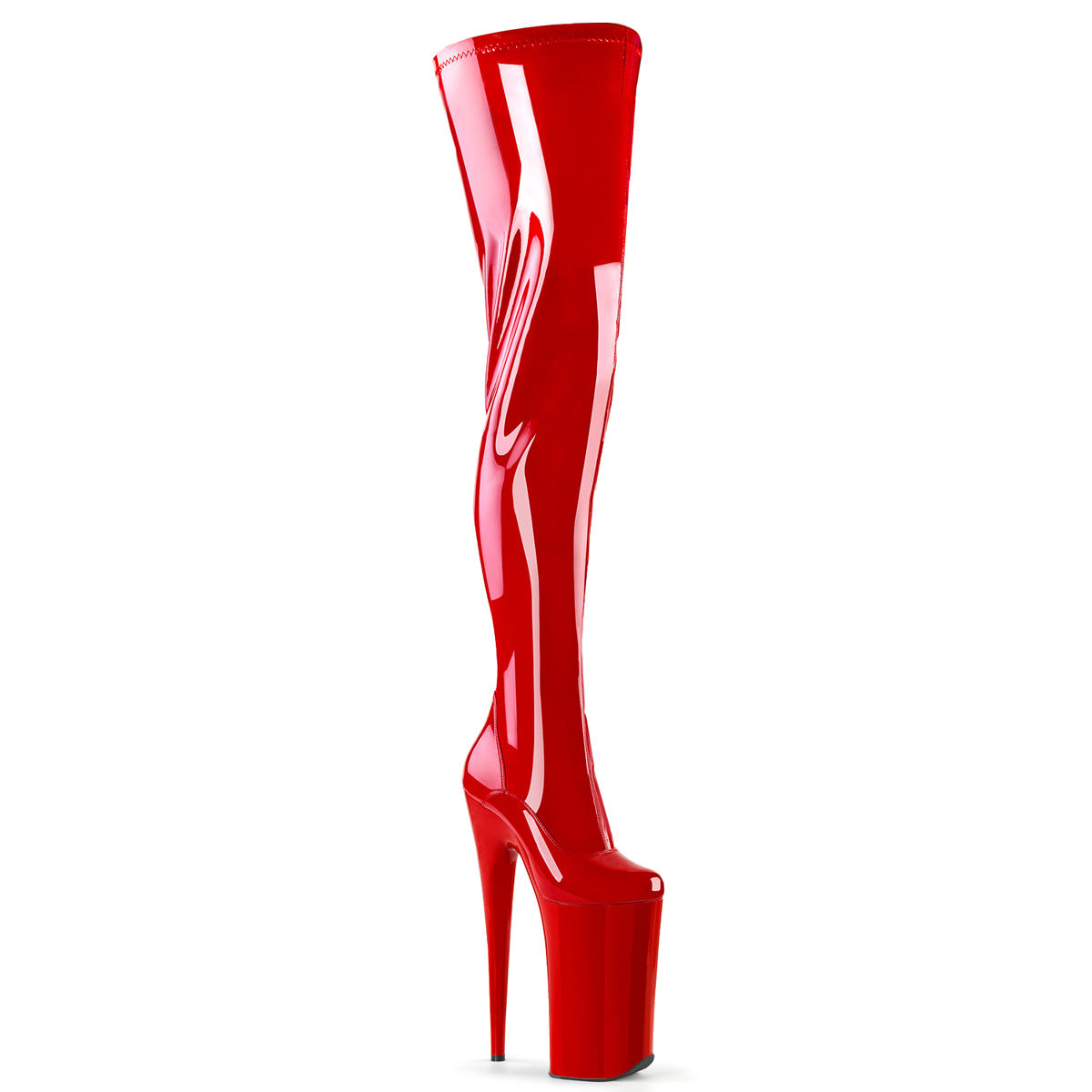 BEYOND-4000 Pleasers Sexy 10" Heel Red Stripper Platform Thigh Highs