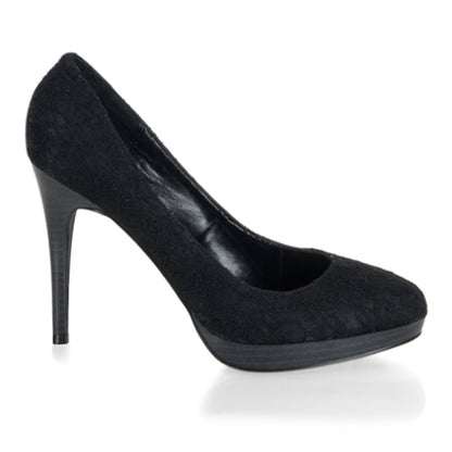 Bliss-30-2 Puneți pantofi de 4 inch Heel Black Satin Burlesque Pantofi